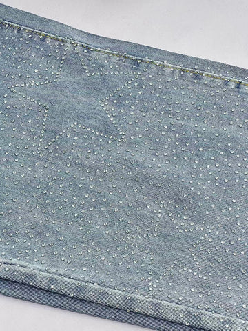 Sparkly Rhinestone Wide Leg Jeans