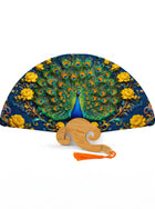 Peacock and Yellow Peonies Folding Fan
