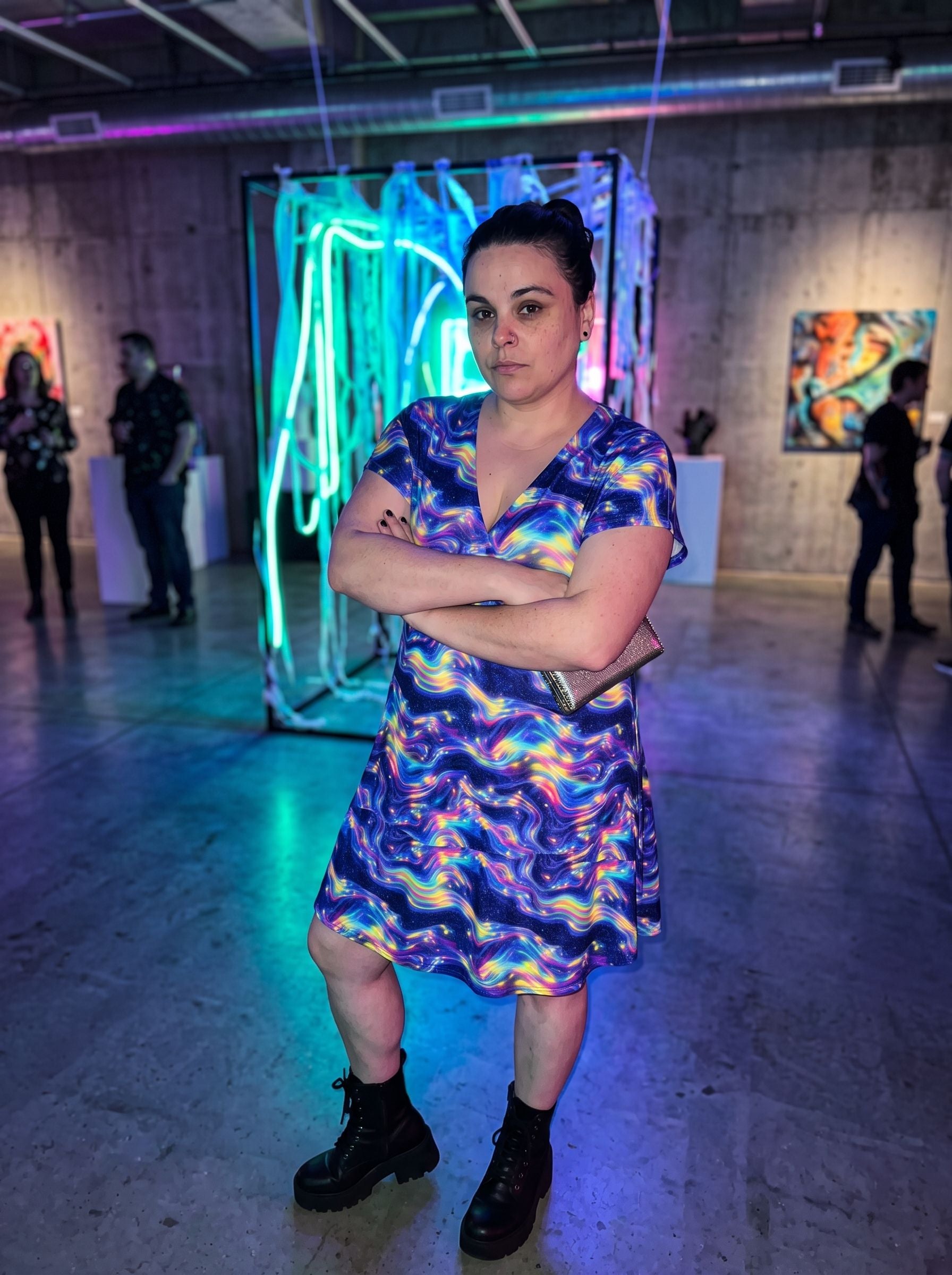 Beautiful  Cosmic Nebula Print Mini Dress