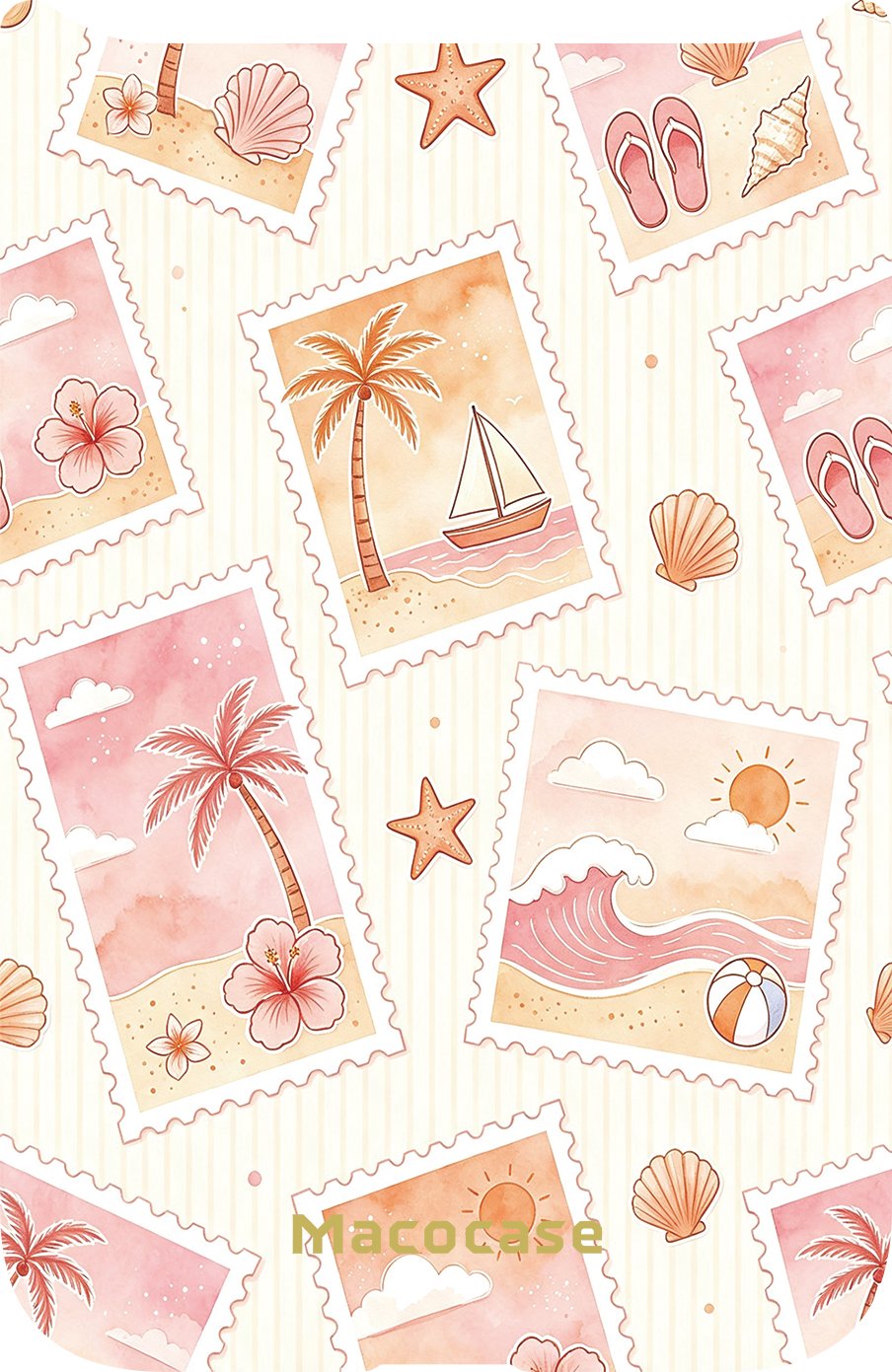 Tropical Beach Stamp Pattern Phone Case