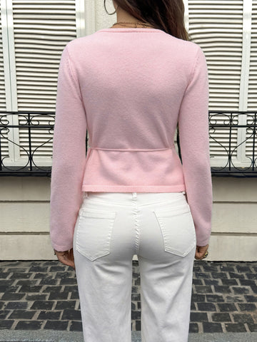 Soft Pink V Neck Wrap Cardigan
