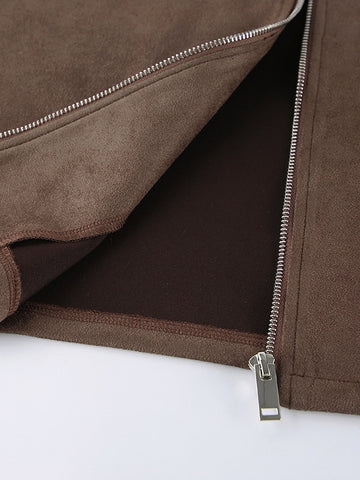 Vintage Brown Suede Zip Jacket