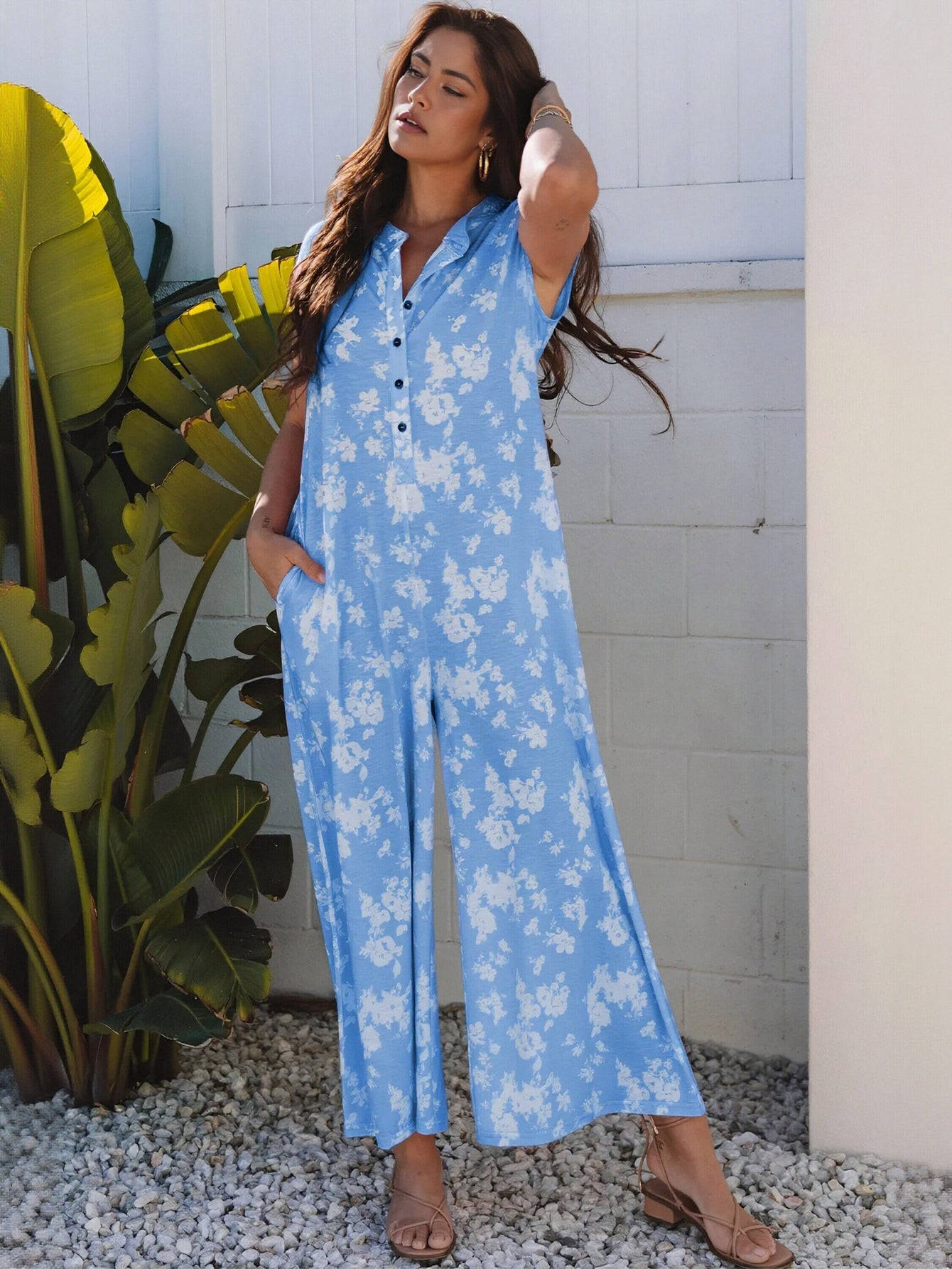 Floral Print Sleeveless Jumpsuit