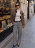 High Waisted Pinstripe Wide Leg Pants