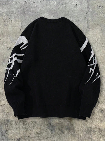 Oversized Anime Graphic Knit Sweater