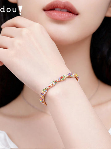 Dainty Colorful Crystal Adjustable Bracelet