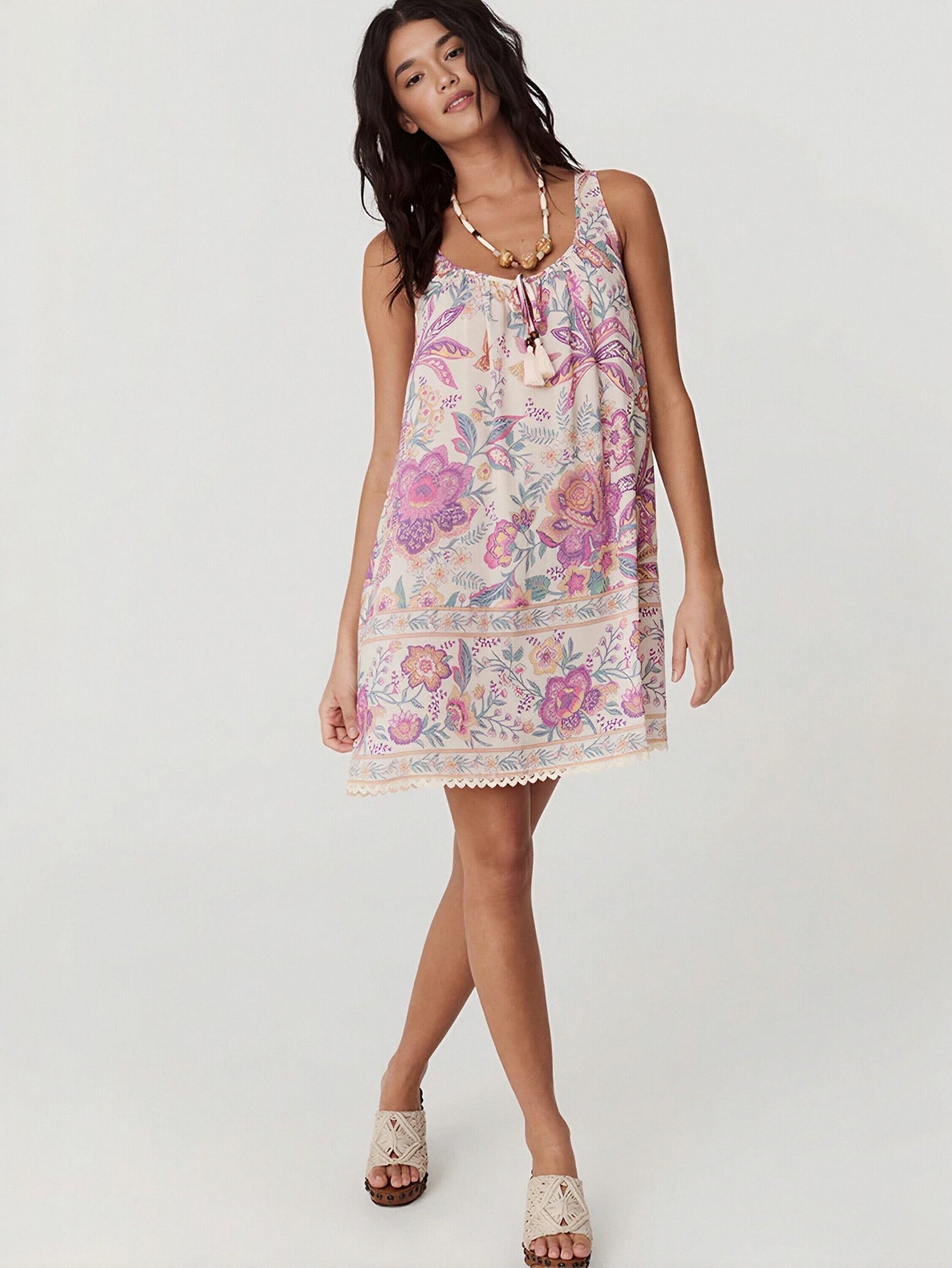 Boho Floral Print Mini Dress