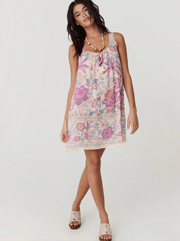 Boho Floral Print Mini Dress