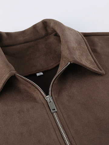 Vintage Brown Suede Zip Jacket