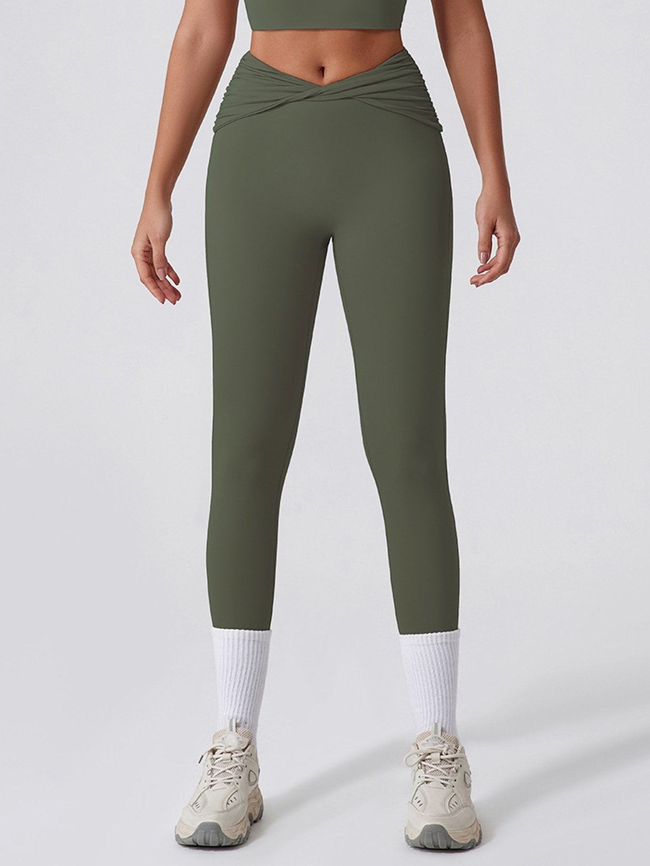 High Waisted Crossover Ruched Leggings