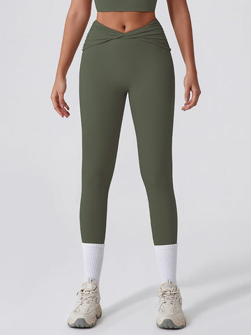 High Waisted Crossover Ruched Leggings