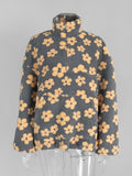 Cozy Floral Print Quarter Zip Fleece