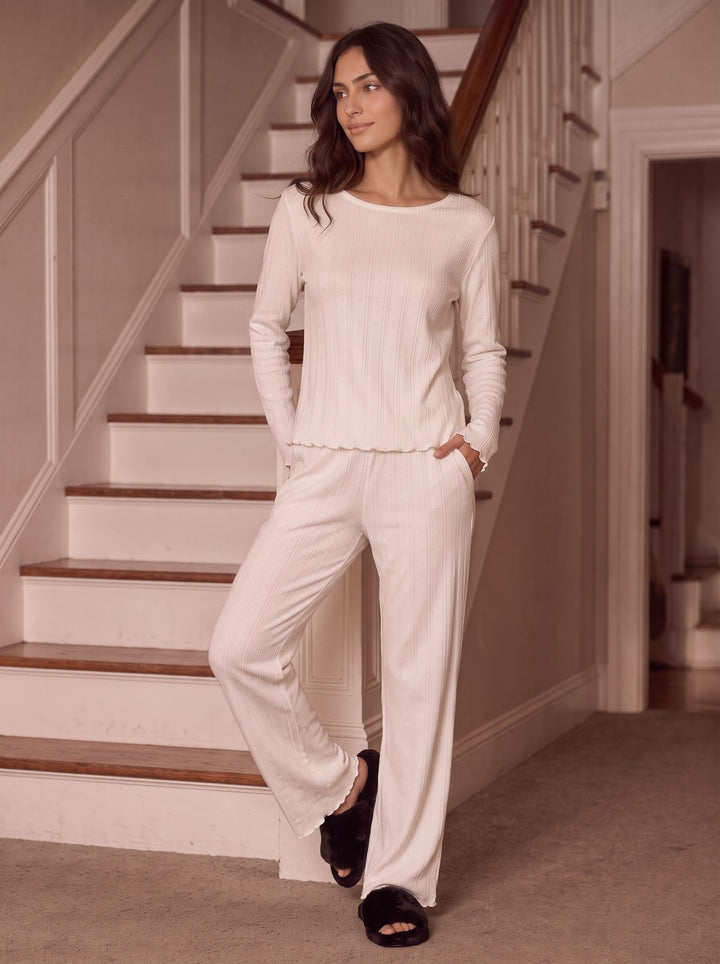 Soft Ribbed Lettuce Edge Pajama Set