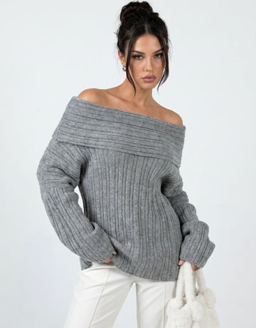Off The Shoulder Ribbed Sweater