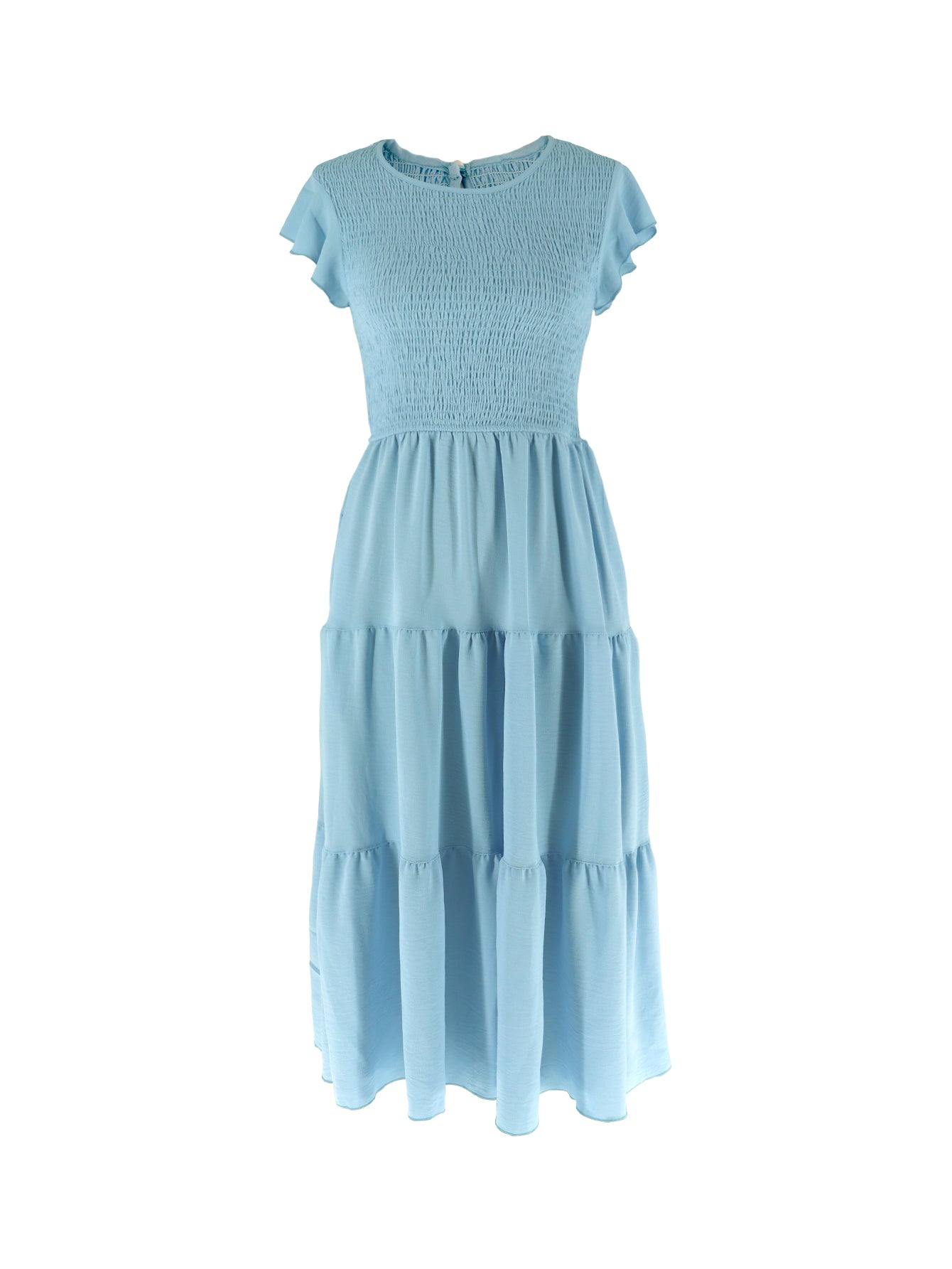 Smocked Ruffle Sleeve Tiered Maxi Dress