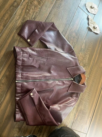 Oversized Zip Up Faux Leather Jacket