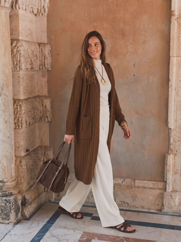 Cozy Ribbed Hooded Knit Cardigan