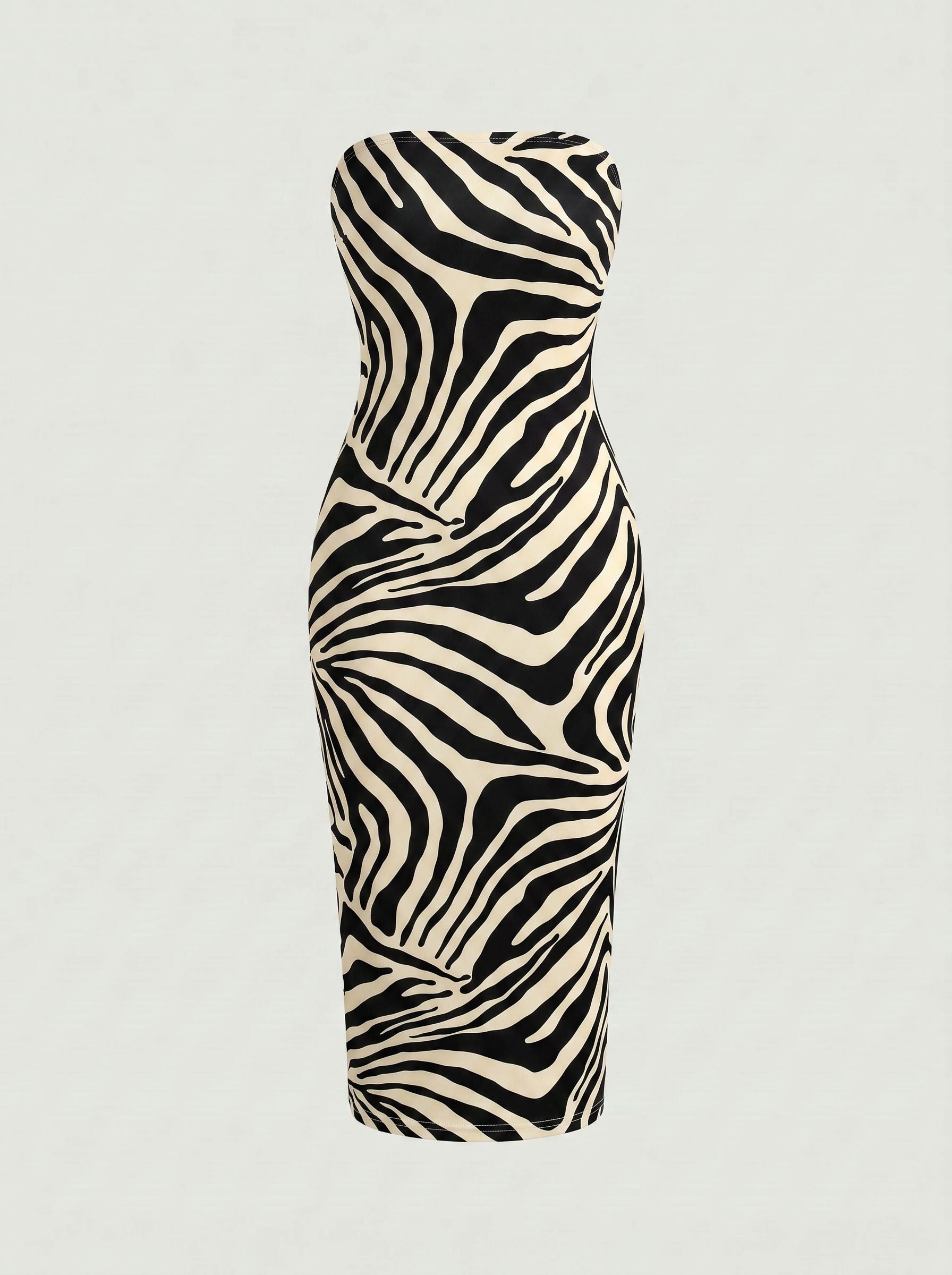 MAIA Floral Print Strapless Sheath Midi Dress