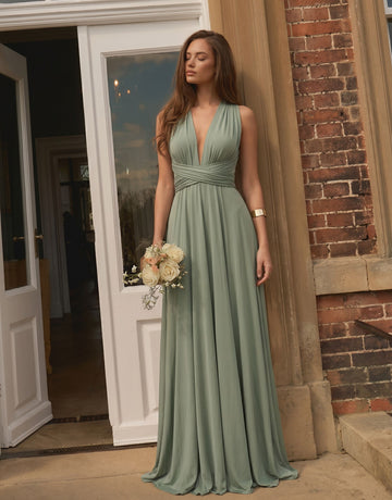Convertible Plunge Maxi Bridesmaid Dress