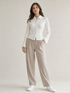 Ruched Slim Fit Flare Sleeve Shirt