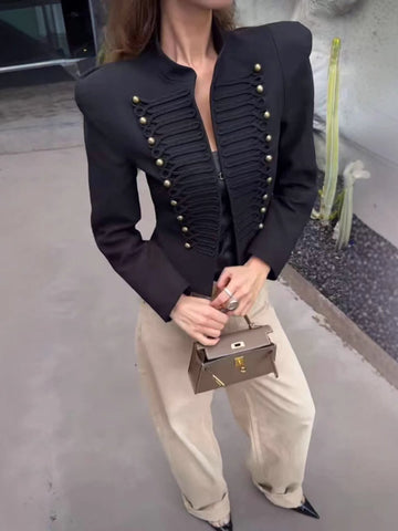 Elegant Military Inspired Cropped Jacket