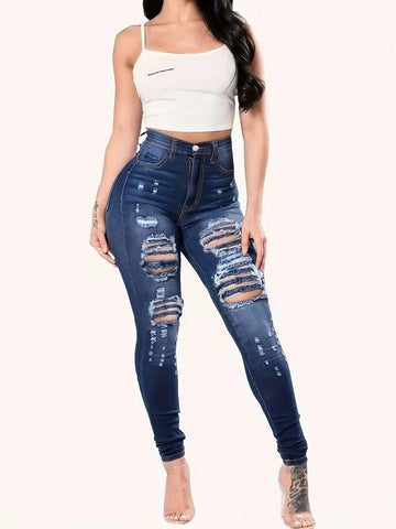 High Rise Distressed Skinny Jeans