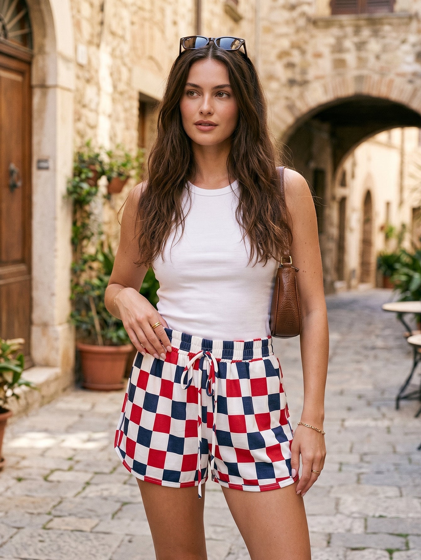 Comfy Checkered Drawstring Lounge Shorts
