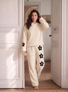 Cozy Floral Fuzzy Hooded Lounge Set