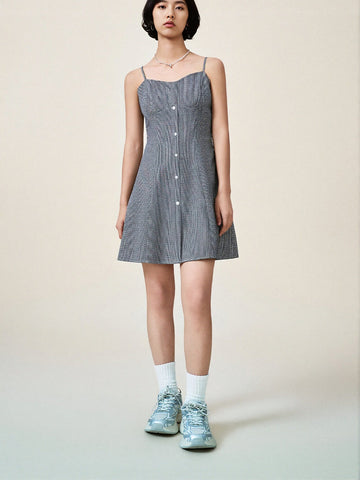 Urban Revivo A-Line Dresses-Dark Gray Check
