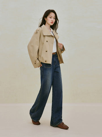 Double Breasted Stand Collar Cotton Jacket