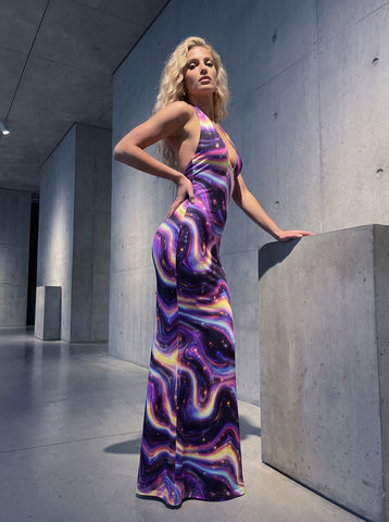 SJ's  Galaxy Print Midi Dress
