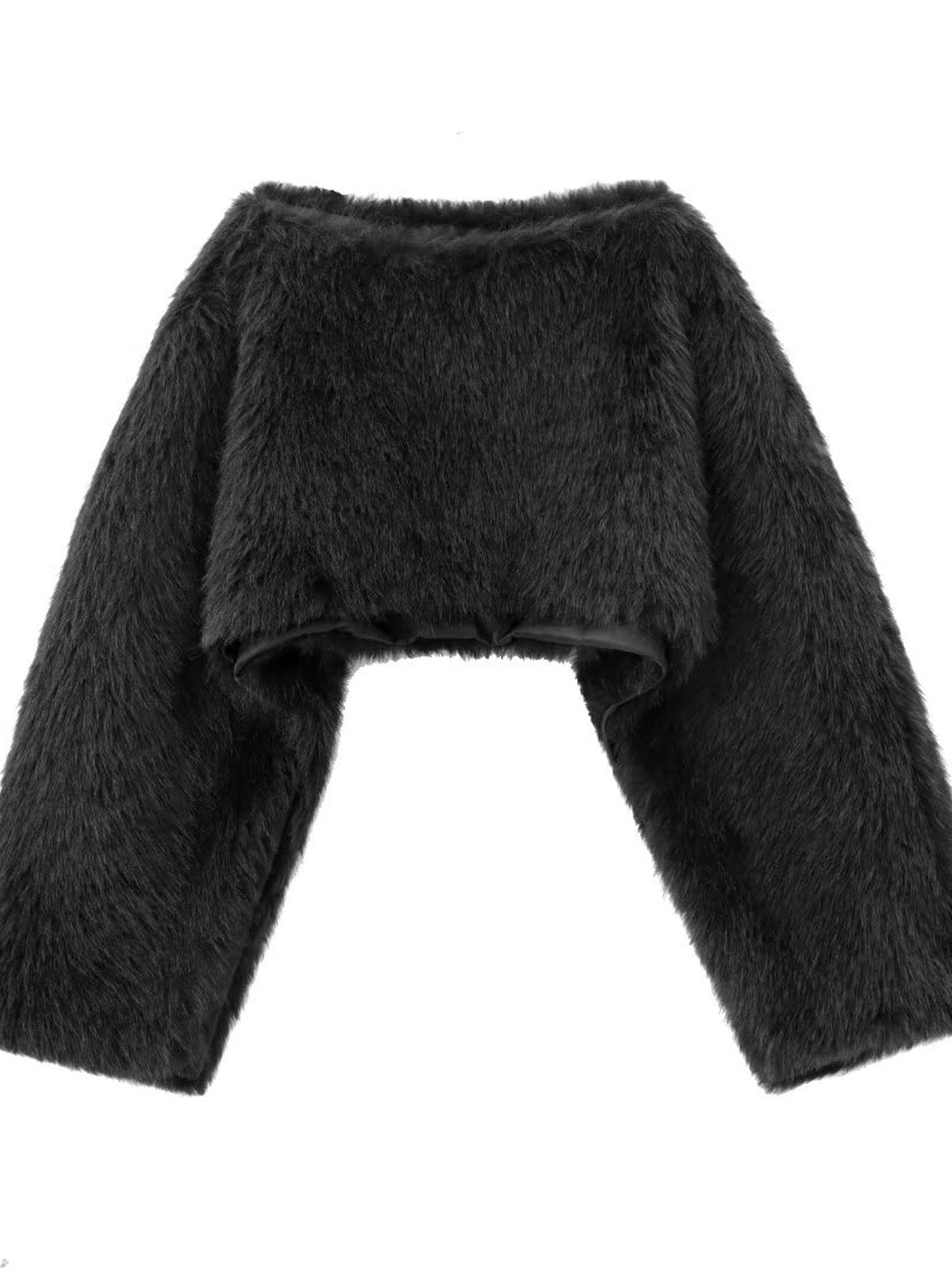 Fuzzy Cropped Long Sleeve Sweatshirt