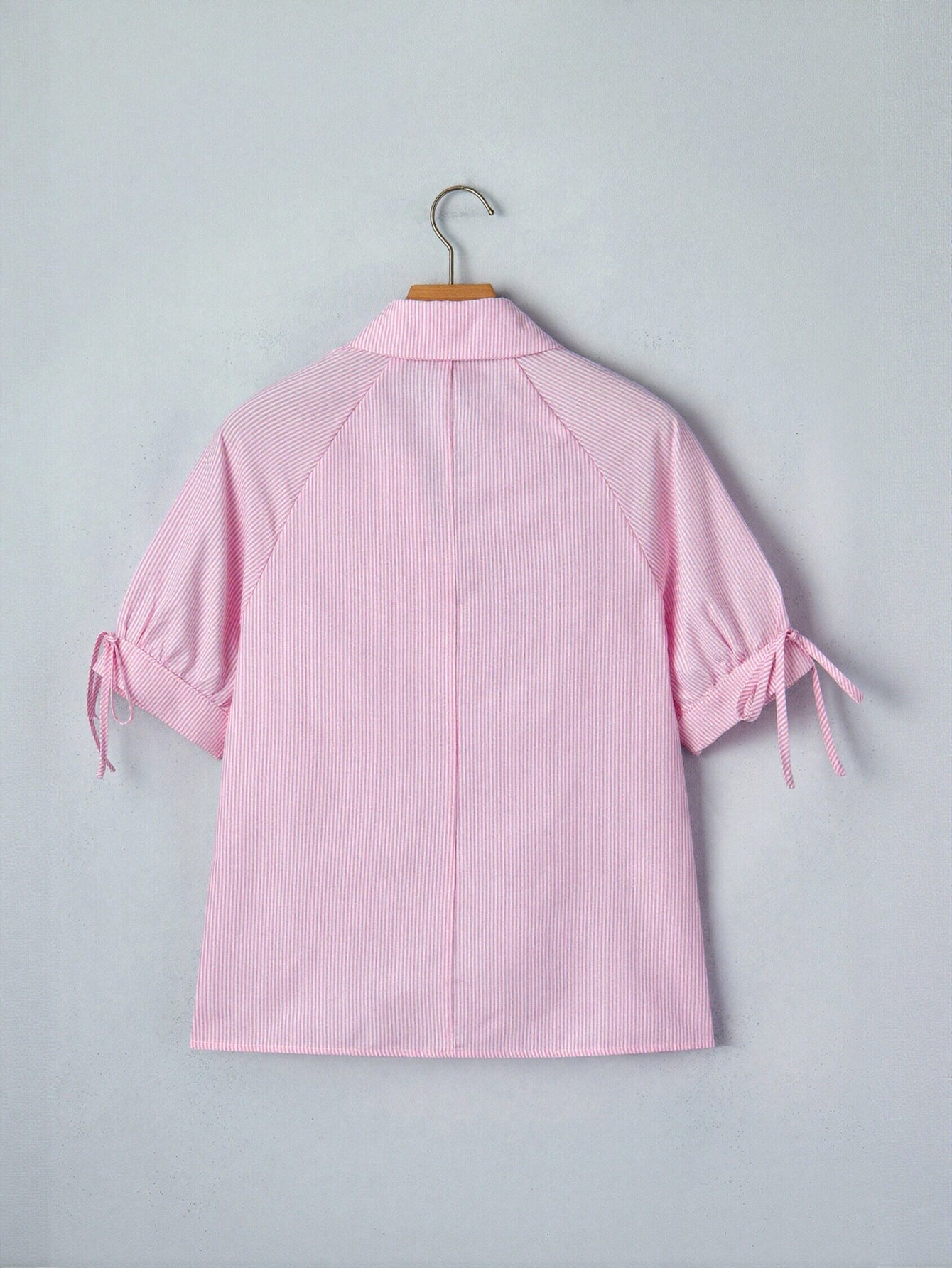 Striped V Neck Tie Sleeve Blouse