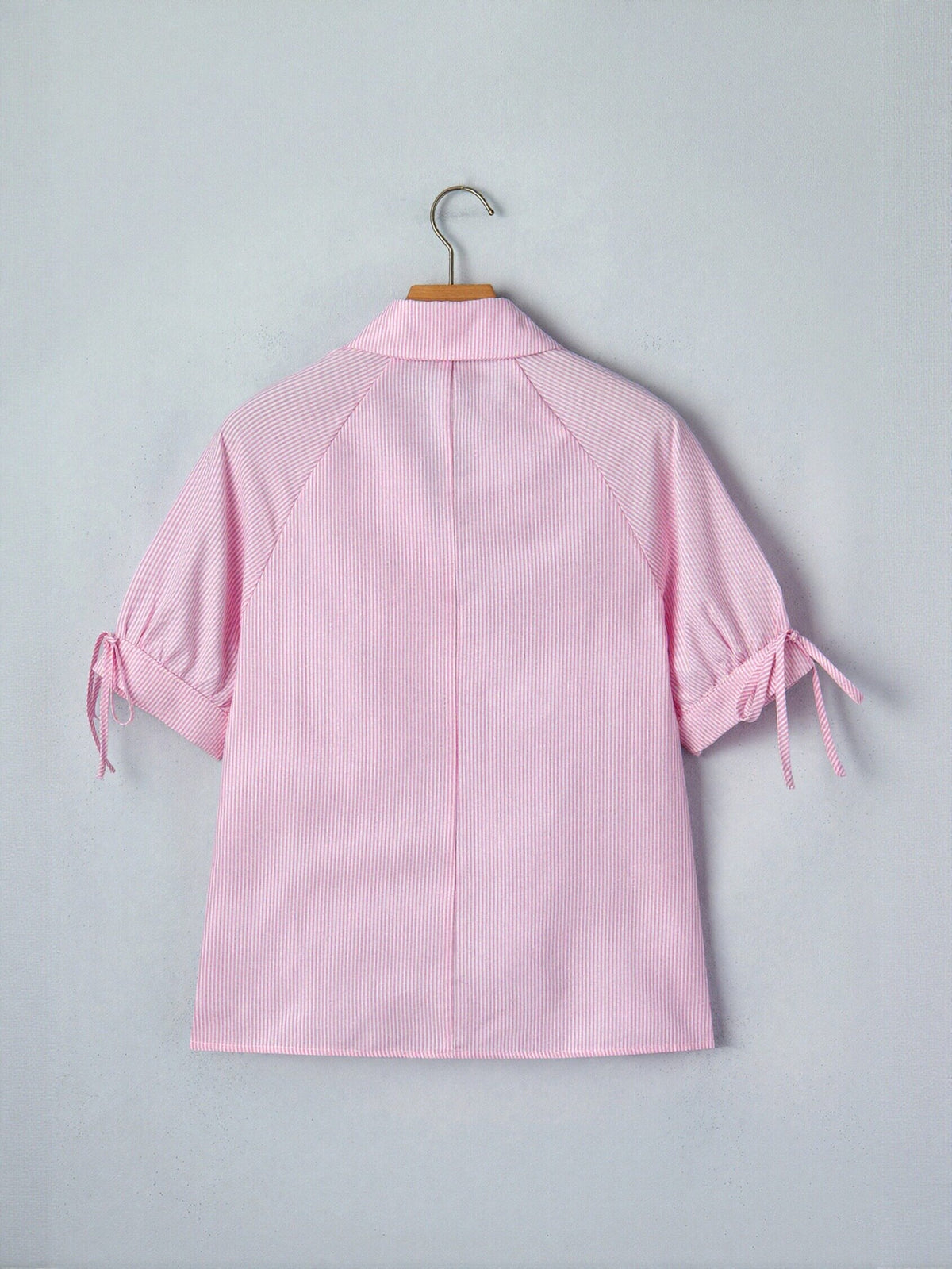Striped V Neck Tie Sleeve Blouse