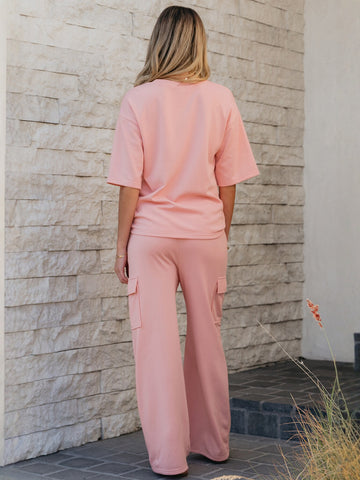 Relaxed Fit Drawstring Waist Pants Set