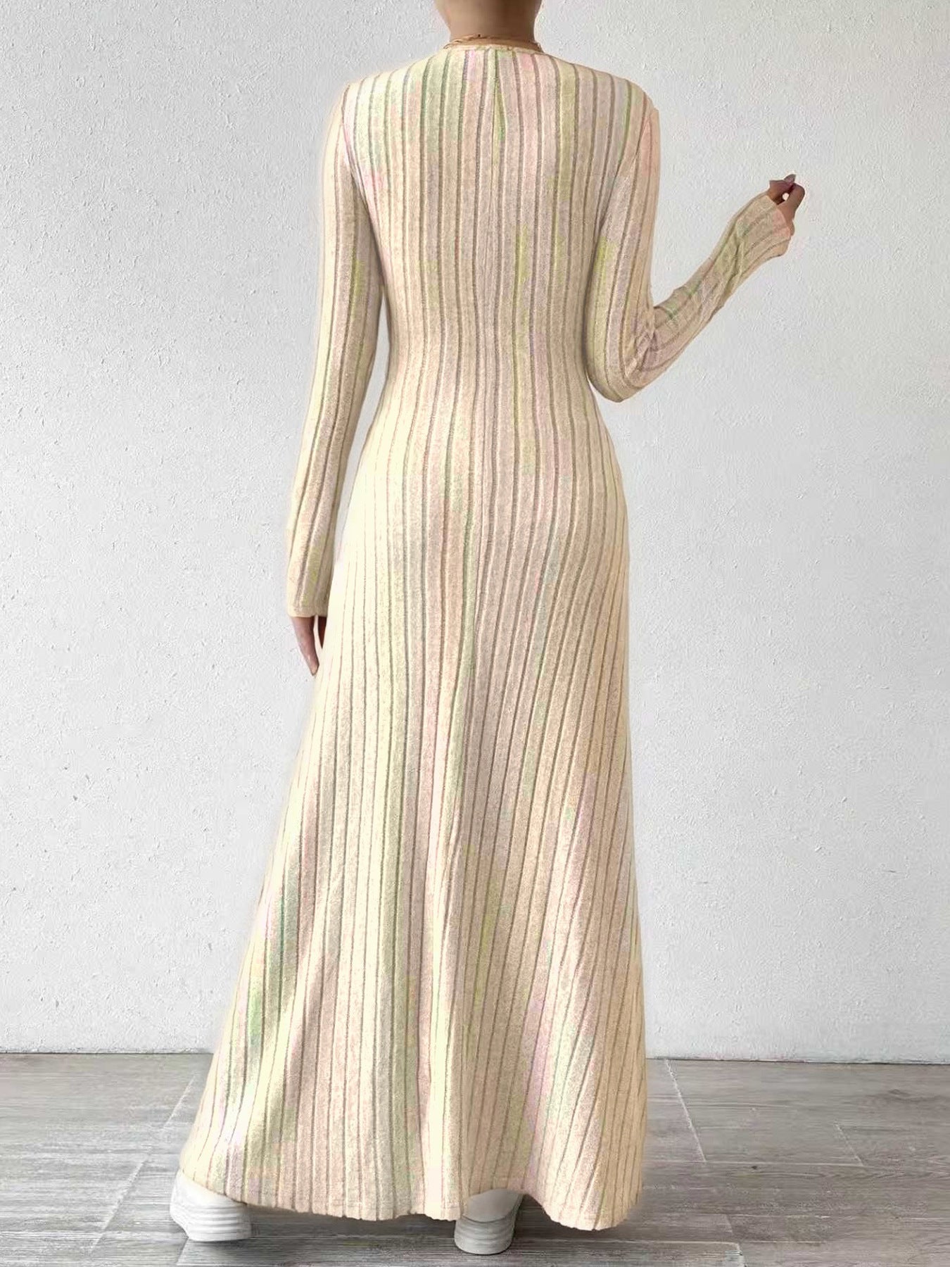 Ribbed Knit Long Sleeve Maxi Dress