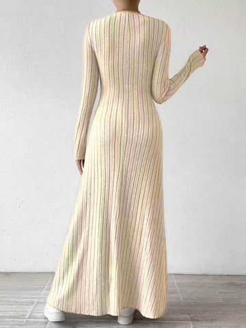 Ribbed Knit Long Sleeve Maxi Dress