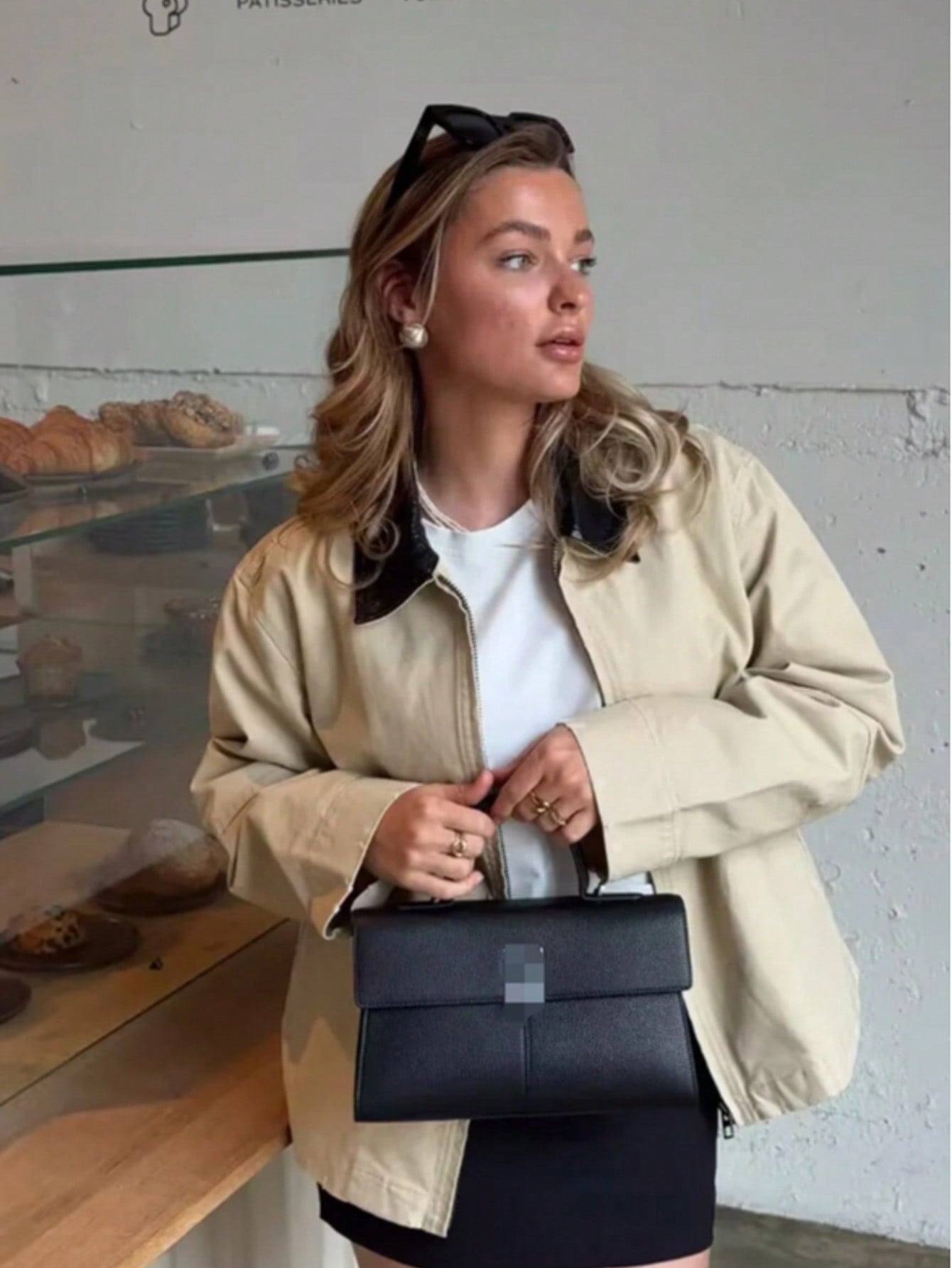 Contrast Collar Zip Up Jacket