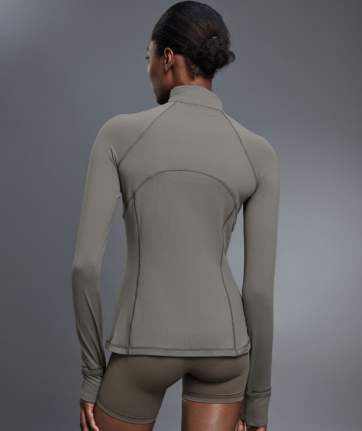 Mock Neck Half-Zip Slimming Fit Sleek Yoga Top-Multicolor