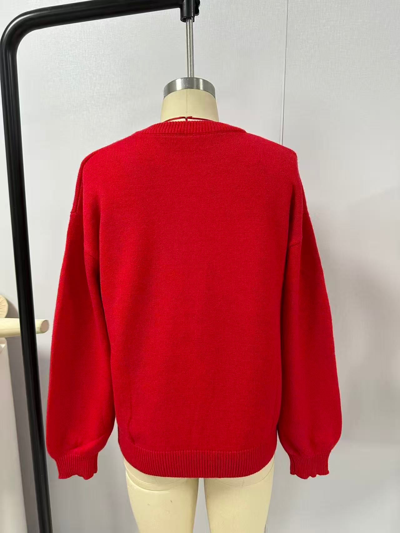 Festive Sequin Santa Christmas Pullover Sweater