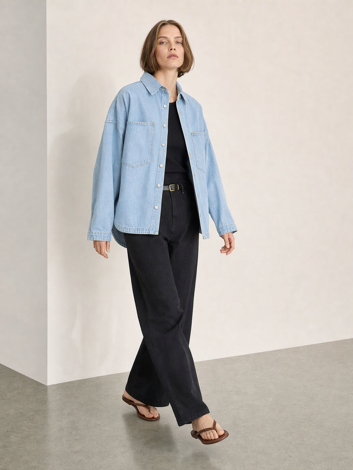 Oversized Light Wash Denim Jacket