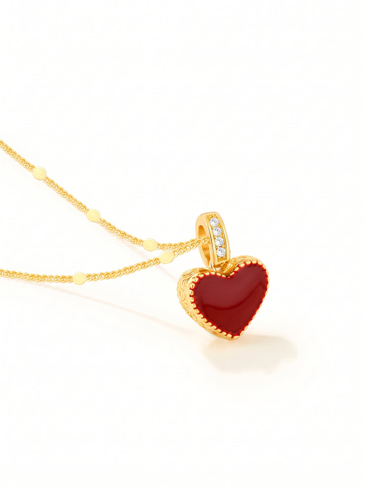 Dainty Reversible Heart Pendant Necklace