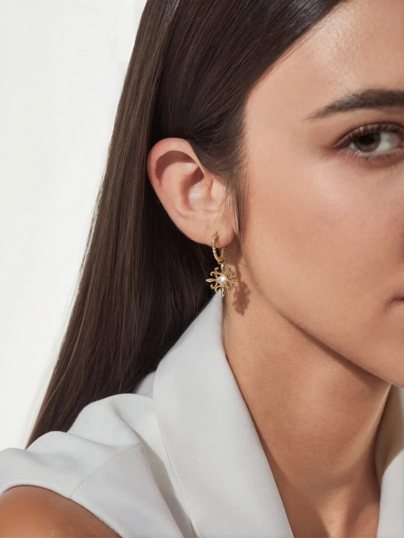 Vintage Twisted Gold Hoop Dangle Earrings