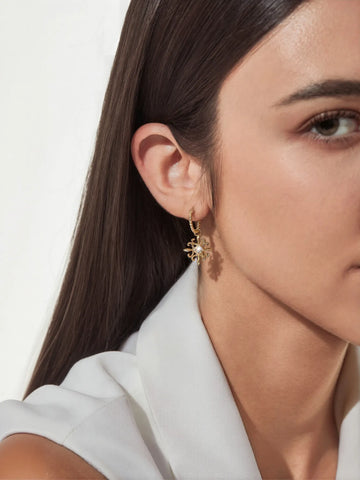 Vintage Twisted Gold Hoop Dangle Earrings