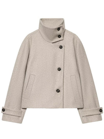 Minimalist Mock Neck Cropped Wool Coat