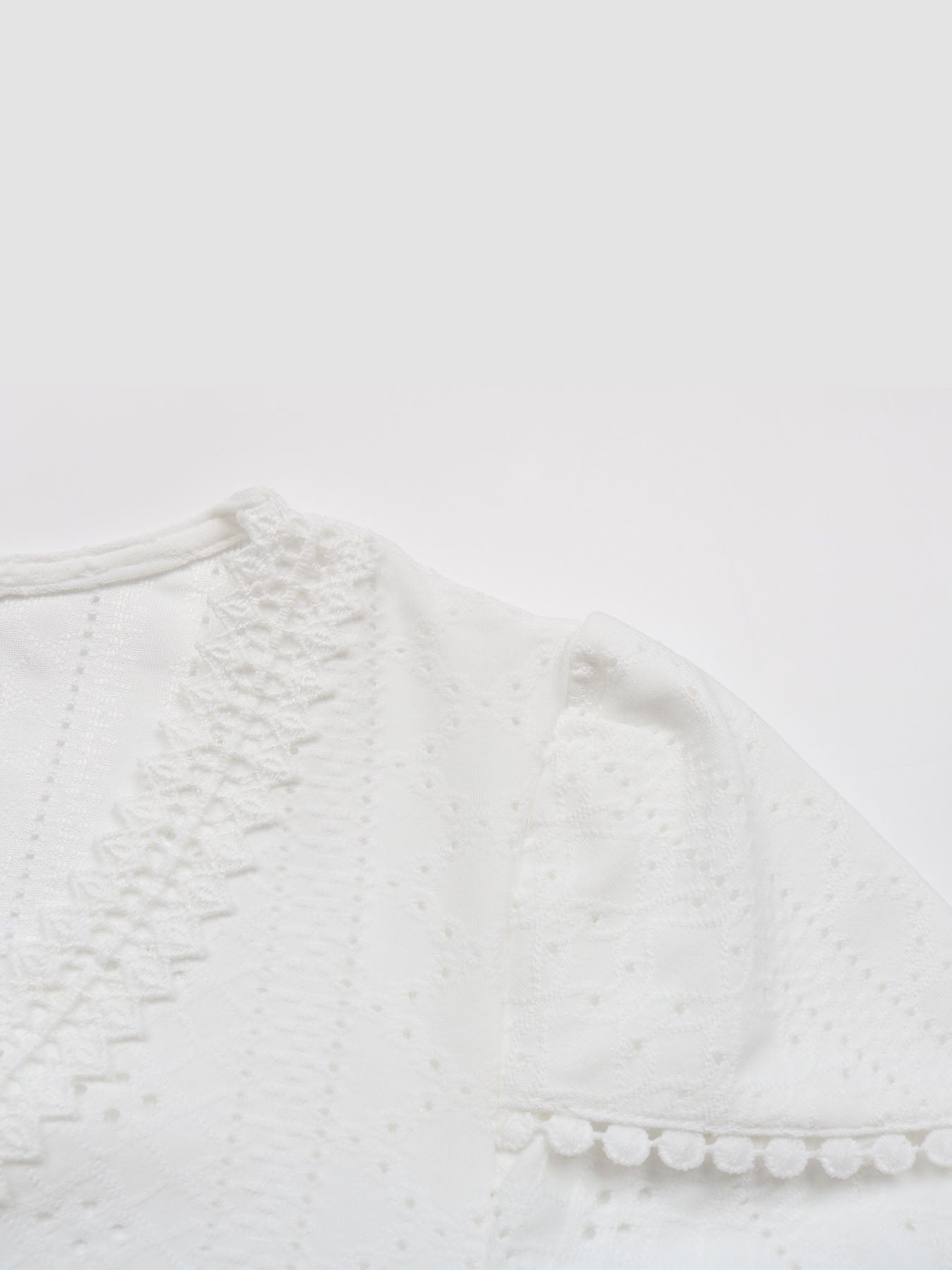 Lace-Trimmed V Neck Classic Blouse