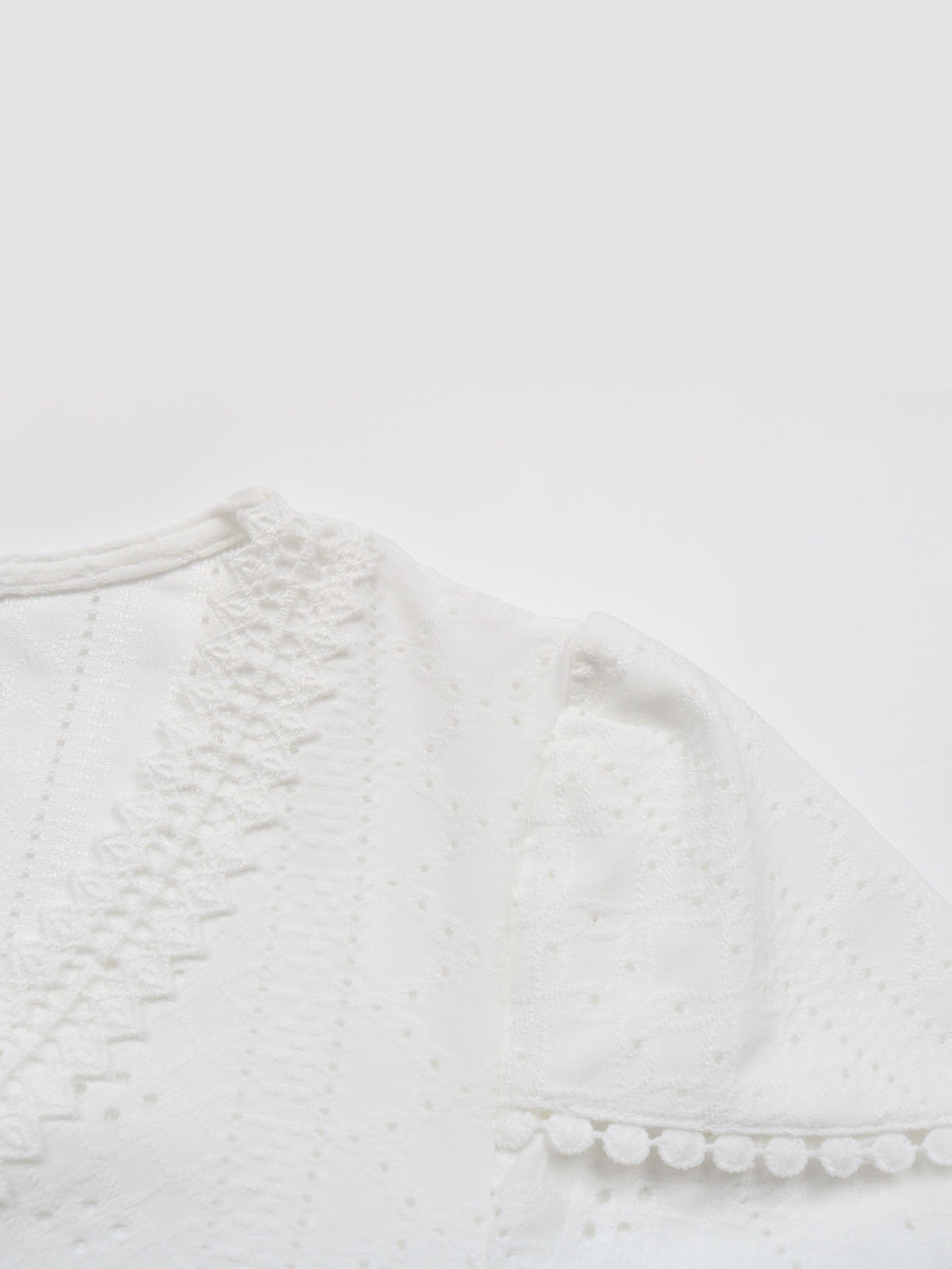Lace-Trimmed V Neck Classic Blouse