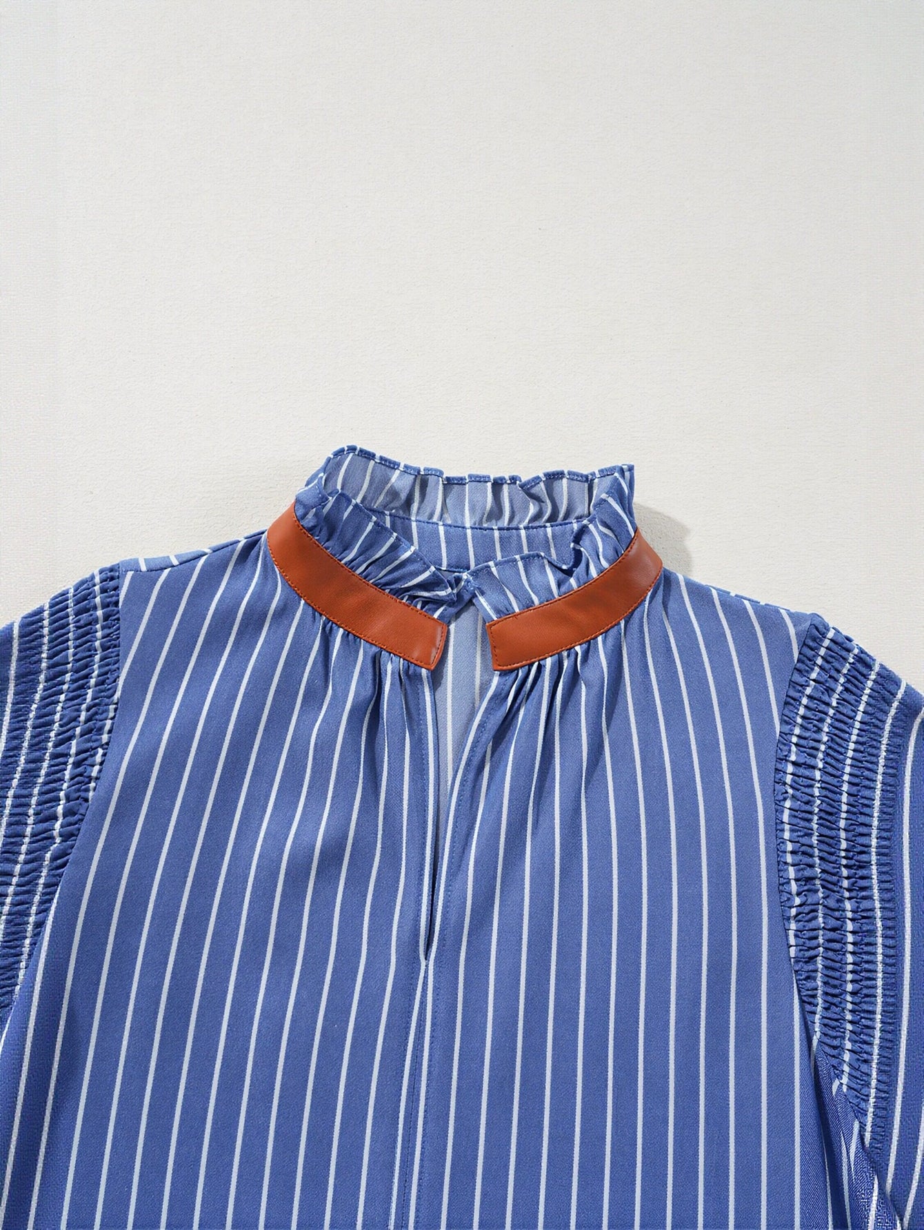Ruffled Sleeve Striped Mini Dress