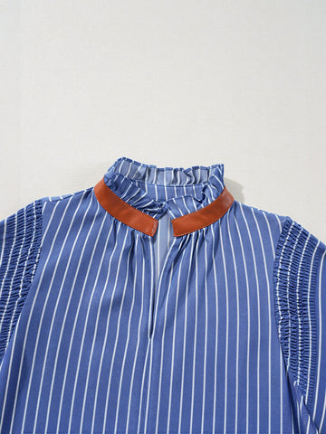 Ruffled Sleeve Striped Mini Dress