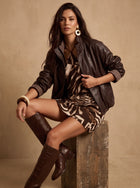 Oversized Vintage Brown Faux Leather Jacket